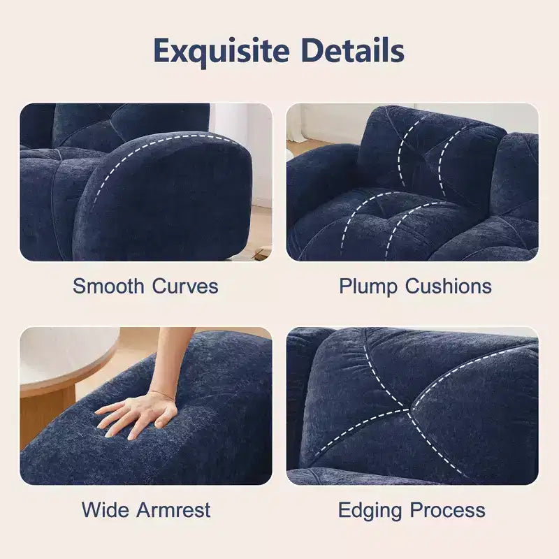 Canapés 2 places capitonnés Clihome avec canapé sans accoudoirs, tissu velours doux, conception antidérapante inférieure, éponge haute densité 32D, conception ergonomique du bas