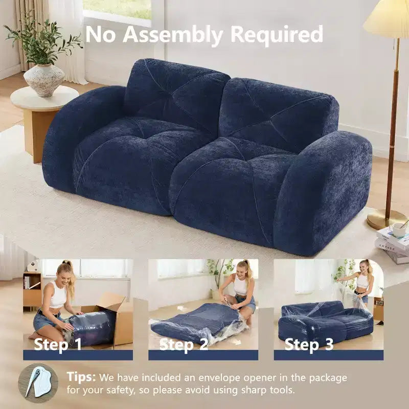 Canapés 2 places capitonnés Clihome avec canapé sans accoudoirs, tissu velours doux, conception antidérapante inférieure, éponge haute densité 32D, conception ergonomique du bas