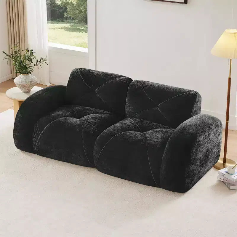 Canapés 2 places capitonnés Clihome avec canapé sans accoudoirs, tissu velours doux, conception antidérapante inférieure, éponge haute densité 32D, conception ergonomique du bas