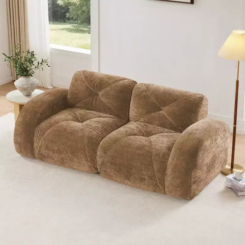 Canapés 2 places capitonnés Clihome avec canapé sans accoudoirs, tissu velours doux, conception antidérapante inférieure, éponge haute densité 32D, conception ergonomique du bas