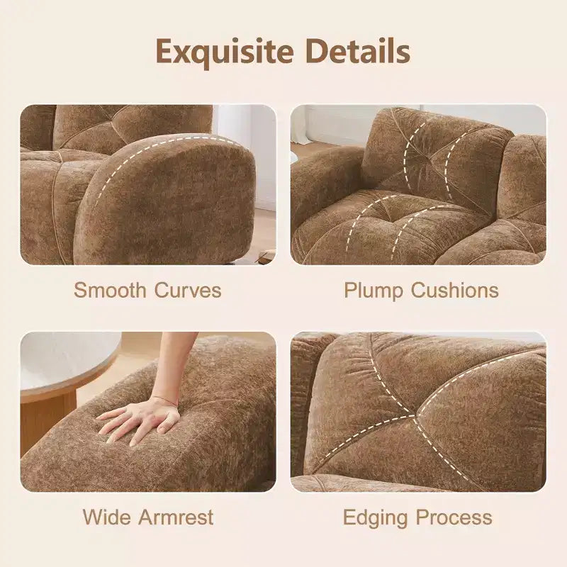 Canapés 2 places capitonnés Clihome avec canapé sans accoudoirs, tissu velours doux, conception antidérapante inférieure, éponge haute densité 32D, conception ergonomique du bas