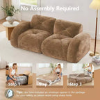 Canapés 2 places capitonnés Clihome avec canapé sans accoudoirs, tissu velours doux, conception antidérapante inférieure, éponge haute densité 32D, conception ergonomique du bas