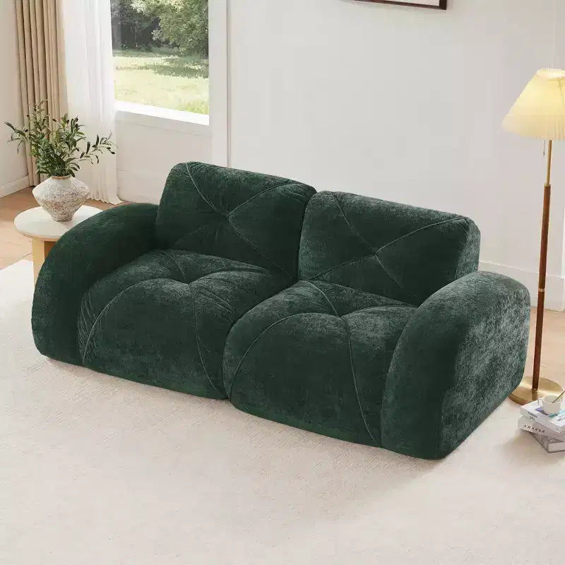 Canapés 2 places capitonnés Clihome avec canapé sans accoudoirs, tissu velours doux, conception antidérapante inférieure, éponge haute densité 32D, conception ergonomique du bas