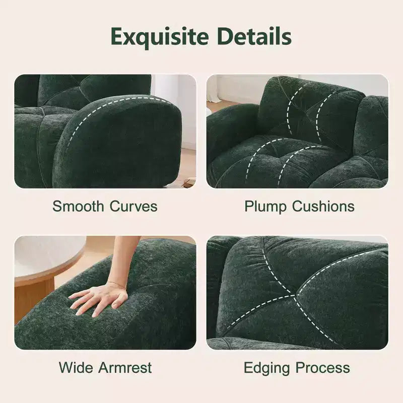 Canapés 2 places capitonnés Clihome avec canapé sans accoudoirs, tissu velours doux, conception antidérapante inférieure, éponge haute densité 32D, conception ergonomique du bas