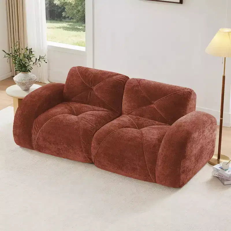 Canapés 2 places capitonnés Clihome avec canapé sans accoudoirs, tissu velours doux, conception antidérapante inférieure, éponge haute densité 32D, conception ergonomique du bas