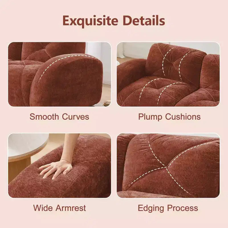 Canapés 2 places capitonnés Clihome avec canapé sans accoudoirs, tissu velours doux, conception antidérapante inférieure, éponge haute densité 32D, conception ergonomique du bas