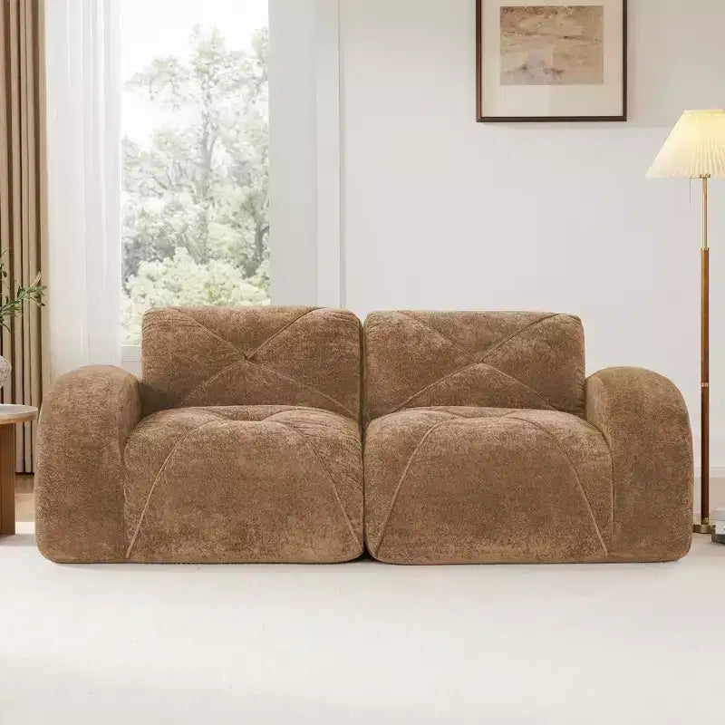 Canapés 2 places capitonnés Clihome avec canapé sans accoudoirs, tissu velours doux, conception antidérapante inférieure, éponge haute densité 32D, conception ergonomique du bas