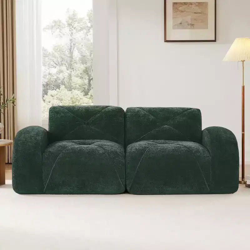 Canapés 2 places capitonnés Clihome avec canapé sans accoudoirs, tissu velours doux, conception antidérapante inférieure, éponge haute densité 32D, conception ergonomique du bas