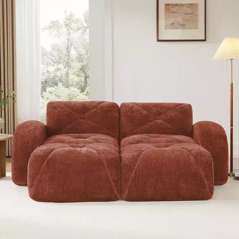 Canapés 2 places capitonnés Clihome avec canapé sans accoudoirs, tissu velours doux, conception antidérapante inférieure, éponge haute densité 32D, conception ergonomique du bas