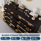 Commode moderne en bois cannelé à 8 tiroirs, design incurvé et poignées, meuble de rangement pour vêtements, meuble TV pour chambre à coucher ou couloir