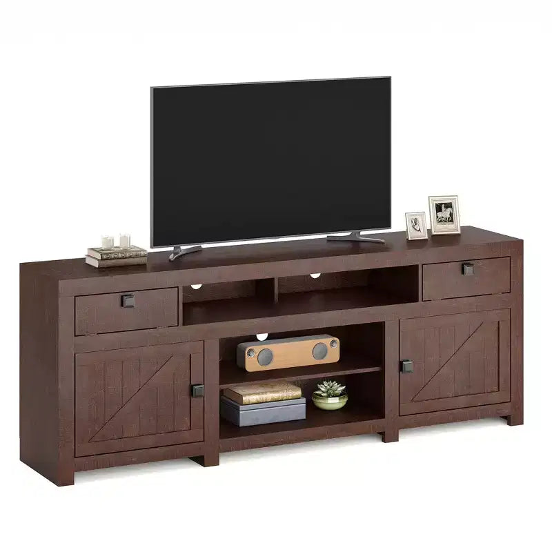 Meuble TV pour téléviseurs jusqu'à 80 pouces, meuble de divertissement style ferme avec tiroir de rangement, consoles de télévision pour salon, chambre à coucher