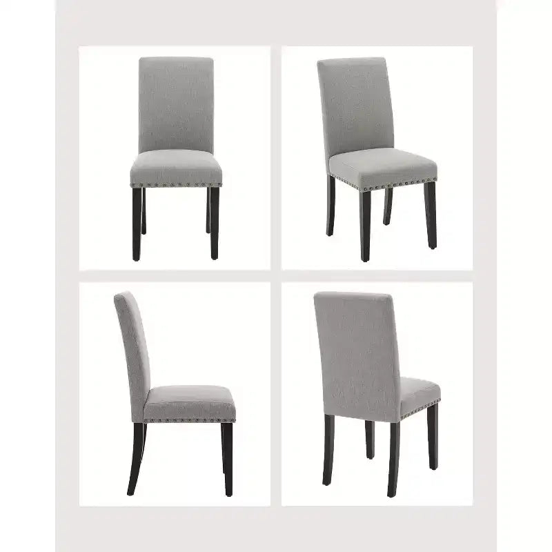 Chaises de salle à manger Parsons rembourrées COZONY, Chaise d'appoint à pieds en bois et tissu de lin pour salle à manger, cuisine, restaurant, salon