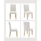 Chaises de salle à manger Parsons rembourrées COZONY, Chaise d'appoint à pieds en bois et tissu de lin pour salle à manger, cuisine, restaurant, salon