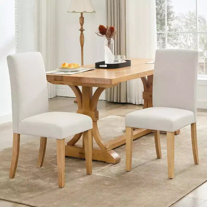 COZONY Upholstered Parsons Dining Chairs, Linen Fabric Wooden Legs Side Chair for Dining Room Kitchen Restaurant Living Room