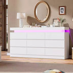 Commode à 9 tiroirs pour chambre à coucher, commode de 160 cm de large, grand meuble TV multifonctionnel pour salon, entrée, couloir