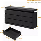 Commode à 9 tiroirs pour chambre à coucher, commode de 160 cm de large, grand meuble TV multifonctionnel pour salon, entrée, couloir