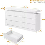 Commode à 9 tiroirs pour chambre à coucher, commode de 160 cm de large, grand meuble TV multifonctionnel pour salon, entrée, couloir