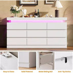 Commode à 9 tiroirs pour chambre à coucher, commode de 160 cm de large, grand meuble TV multifonctionnel pour salon, entrée, couloir