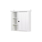 Meuble Haut de Salle de Bain, Armoire à Pharmacie avec Porte et 3 Étagères Ouvertes, Organisateur de Rangement Mural pour Salle de Bain, Cuisine, Salon