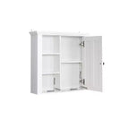 Meuble Haut de Salle de Bain, Armoire à Pharmacie avec Porte et 3 Étagères Ouvertes, Organisateur de Rangement Mural pour Salle de Bain, Cuisine, Salon