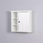 Meuble Haut de Salle de Bain, Armoire à Pharmacie avec Porte et 3 Étagères Ouvertes, Organisateur de Rangement Mural pour Salle de Bain, Cuisine, Salon