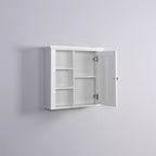 Meuble Haut de Salle de Bain, Armoire à Pharmacie avec Porte et 3 Étagères Ouvertes, Organisateur de Rangement Mural pour Salle de Bain, Cuisine, Salon