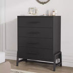 COZONY 38.6 Natural Wood 4 Drawer Tall Dresser, Freestanding Storage Chest for Bedroom Entryway