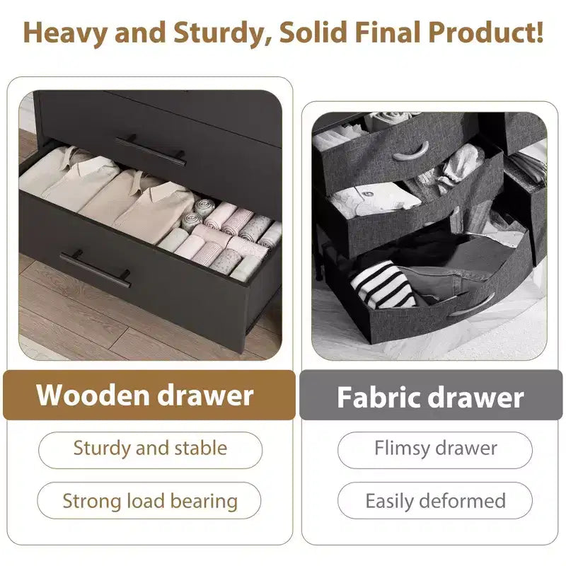 COZONY Commode haute à 4 tiroirs en bois naturel 38,6 po, meuble de rangement autonome pour chambre à coucher ou entrée