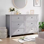 Commode à 6 tiroirs pour chambre, commode de rangement moderne de 54 pouces pour vêtements, commode de rangement avec tiroirs profonds pour salon, couloir