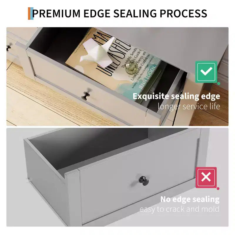 Commode à 6 tiroirs pour chambre, commode de rangement moderne de 54 pouces pour vêtements, commode de rangement avec tiroirs profonds pour salon, couloir