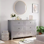 Commode à 6 tiroirs pour chambre, commode de rangement moderne de 54 pouces pour vêtements, commode de rangement avec tiroirs profonds pour salon, couloir