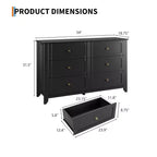 Commode à 6 tiroirs pour chambre, commode de rangement moderne de 54 pouces pour vêtements, commode de rangement avec tiroirs profonds pour salon, couloir