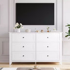 Commode à 6 tiroirs pour chambre, commode de rangement moderne de 54 pouces pour vêtements, commode de rangement avec tiroirs profonds pour salon, couloir