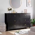Commode à 6 tiroirs pour chambre, commode de rangement moderne de 54 pouces pour vêtements, commode de rangement avec tiroirs profonds pour salon, couloir