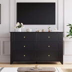 Commode à 6 tiroirs pour chambre, commode de rangement moderne de 54 pouces pour vêtements, commode de rangement avec tiroirs profonds pour salon, couloir