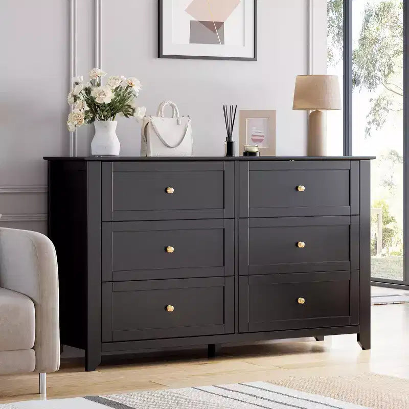 6 Drawers Dresser for Bedroom, 54 Modern Storage Chest of Drawers for Clothes, Storage Dressers Organizer with Deep Drawers for Living Room, Hallway