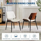 COZONY Chaises de salle à manger modernes du milieu du siècle, cuir PU rembourré, dossier en bois courbé de noyer, pieds en métal, pieds réglables pour cuisine salle à manger