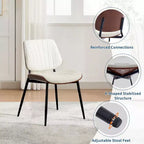 COZONY Chaises de salle à manger modernes du milieu du siècle, cuir PU rembourré, dossier en bois courbé de noyer, pieds en métal, pieds réglables pour cuisine salle à manger