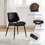 COZONY Chaises de salle à manger modernes du milieu du siècle, cuir PU rembourré, dossier en bois courbé de noyer, pieds en métal, pieds réglables pour cuisine salle à manger