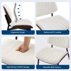 COZONY Chaises de salle à manger modernes du milieu du siècle, cuir PU rembourré, dossier en bois courbé de noyer, pieds en métal, pieds réglables pour cuisine salle à manger