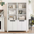 70.7Inch Tall Double Wide Bookshelf with Doors and Adjustable Shelves,5Tier Farmhouse Bookcase with Cabinet and Double Storage for Living Room,Office