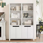 70.7Inch Tall Double Wide Bookshelf with Doors and Adjustable Shelves,5Tier Farmhouse Bookcase with Cabinet and Double Storage for Living Room,Office