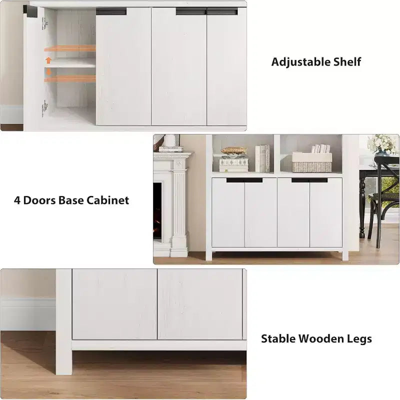 Bibliothèque double large de 70,7 pouces de haut avec portes et étagères réglables, bibliothèque de ferme à 5 niveaux avec armoire et double rangement pour salon, bureau.