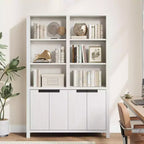 Bibliothèque double large de 70,7 pouces de haut avec portes et étagères réglables, bibliothèque de ferme à 5 niveaux avec armoire et double rangement pour salon, bureau.