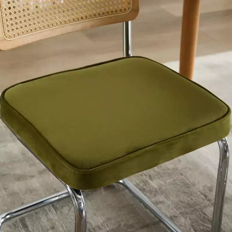 TUYOHW Lot de 2 chaises de salle à manger modernes, chaises d'appoint avec dossier en rotin naturel, base en acier chromé, chaises en rotin rembourrées en lin pour salle à manger