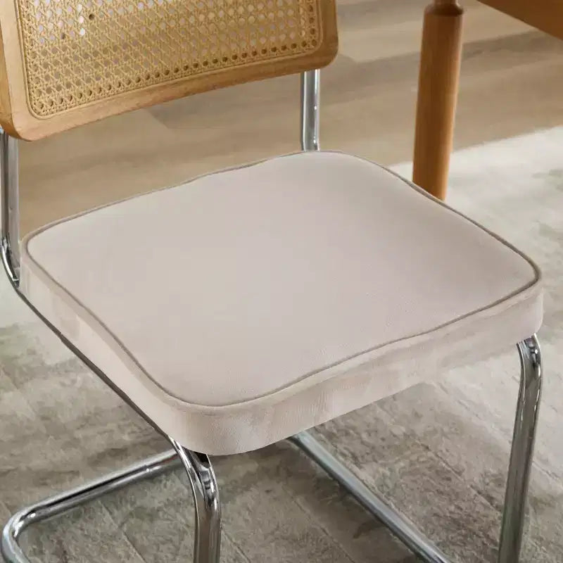TUYOHW Lot de 2 chaises de salle à manger modernes, chaises d'appoint avec dossier en rotin naturel, base en acier chromé, chaises en rotin rembourrées en lin pour salle à manger