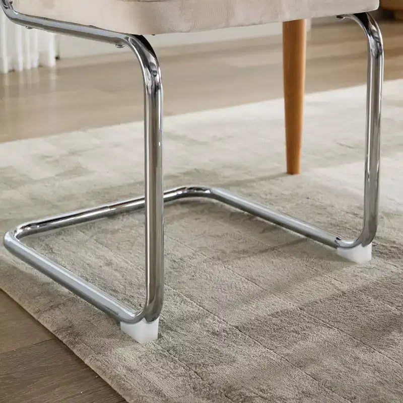 TUYOHW Lot de 2 chaises de salle à manger modernes, chaises d'appoint avec dossier en rotin naturel, base en acier chromé, chaises en rotin rembourrées en lin pour salle à manger