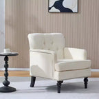 TUYOHW Fauteuil club capitonné, Fauteuil d'appoint en tissu côtelé de lin, Bordure cloutée, Canapé-chaise rembourré avec boutons pour salon, coin lecture