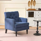 TUYOHW Fauteuil club capitonné, Fauteuil d'appoint en tissu côtelé de lin, Bordure cloutée, Canapé-chaise rembourré avec boutons pour salon, coin lecture