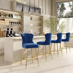 TUYOHW Lot de 2 tabourets de bar, tabourets de bar hauteur comptoir en velours avec capitonnage à boutons, garniture à clous décoratifs, chaises à oreilles pour îlot de cuisine, salle à manger